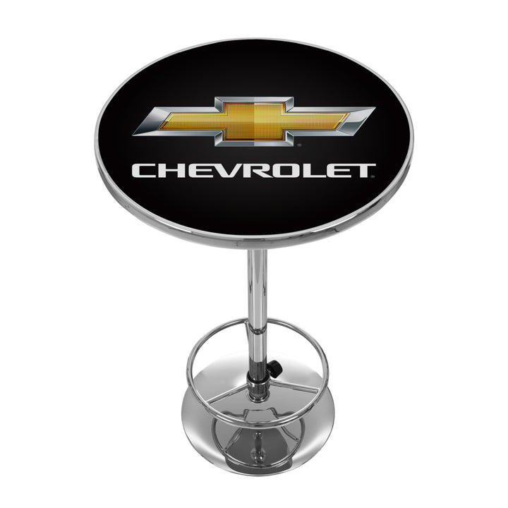 Chevrolet 42 Inch Chrome Pub Table Adjustable Foot Rest Image 1