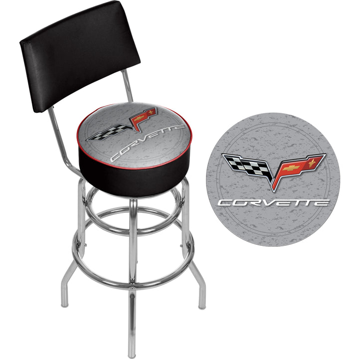 Corvette C6 Padded Swivel Bar Stool with Back Image 2