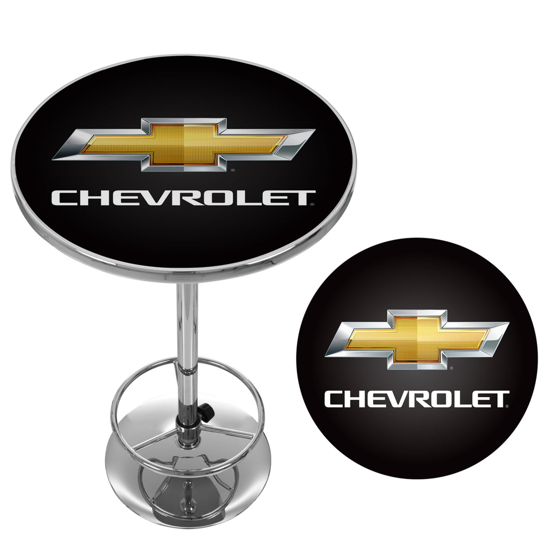 Chevrolet 42 Inch Chrome Pub Table Adjustable Foot Rest Image 3