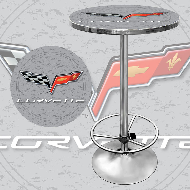 Corvette C6 42 Inch Silver Chrome Pub Table Officially Licensed Image 1