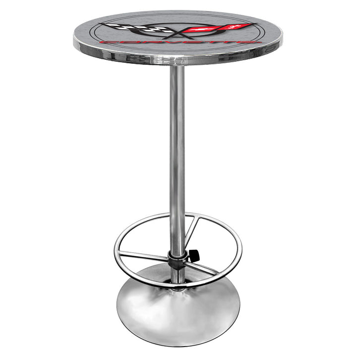 Corvette C5 42 Inch Silver Pub Table Chrome Adjustable Foot Rest Game Image 2