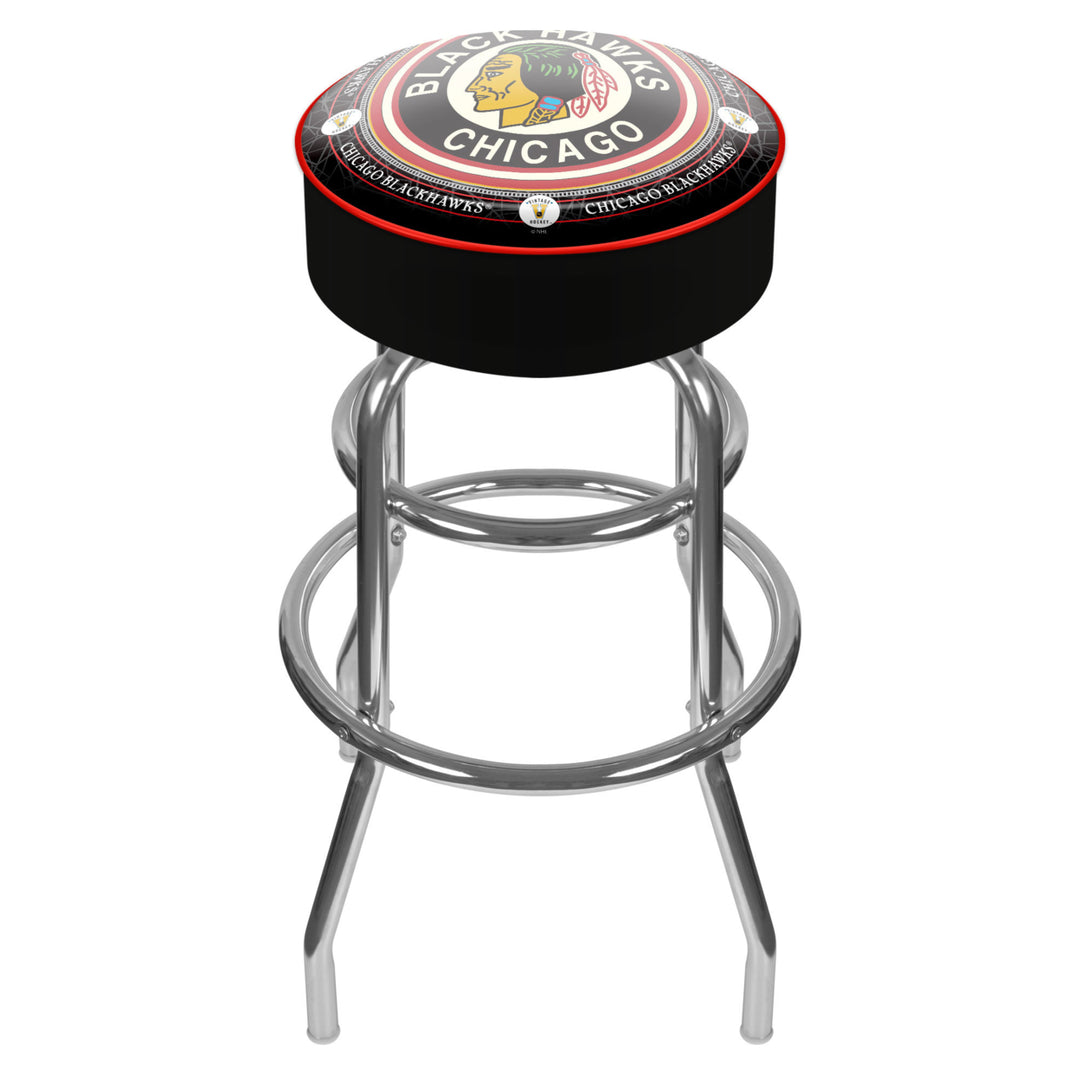 Throwback Chicago Blackhawks Padded Swivel Bar Stool 30 Inches High Image 1