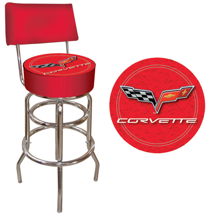 Corvette C6 Padded Swivel Bar Stool - Red Image 1