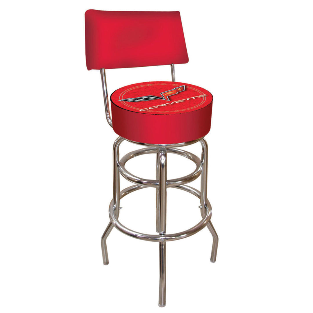 Corvette C6 Padded Swivel Bar Stool - Red Image 2