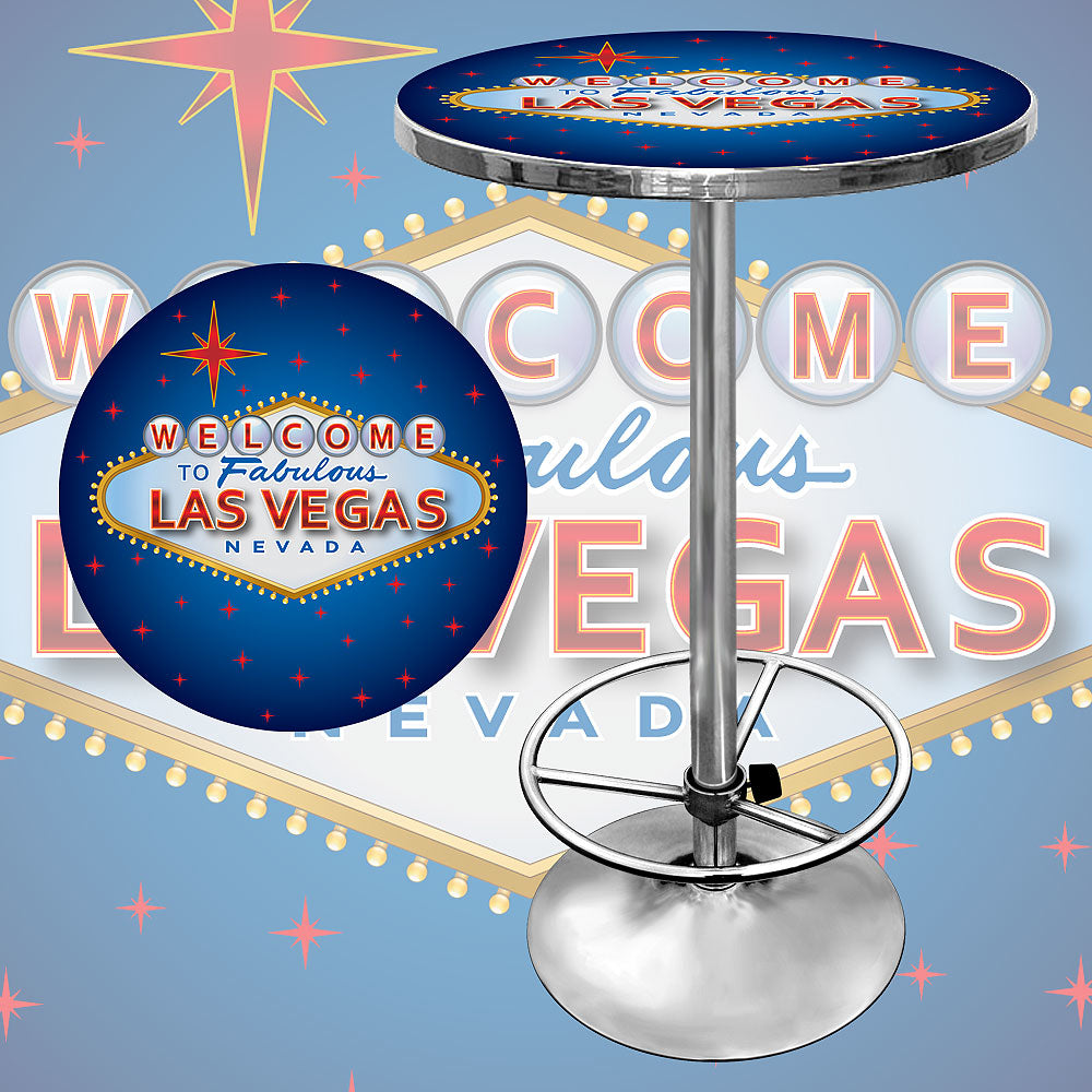 Las Vegas 42 Inch Chrome Pub Table Adjustable Footrest Image 1