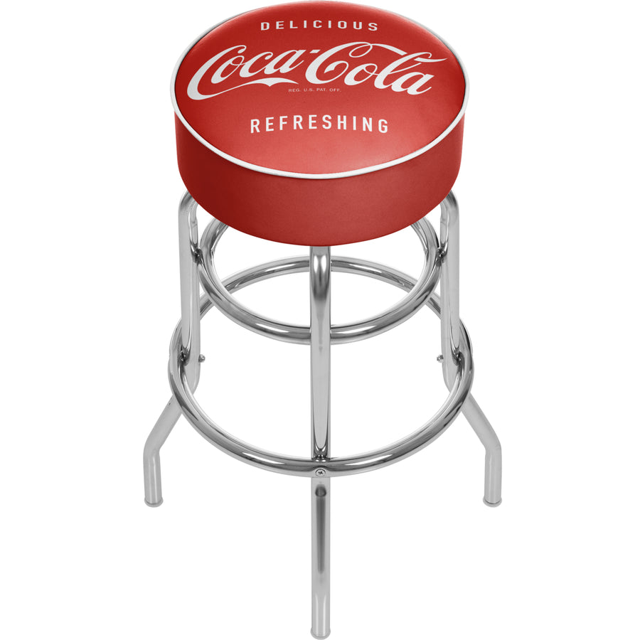 Coca Cola Vintage Padded Swivel Bar Stool 30 Inches High Image 1