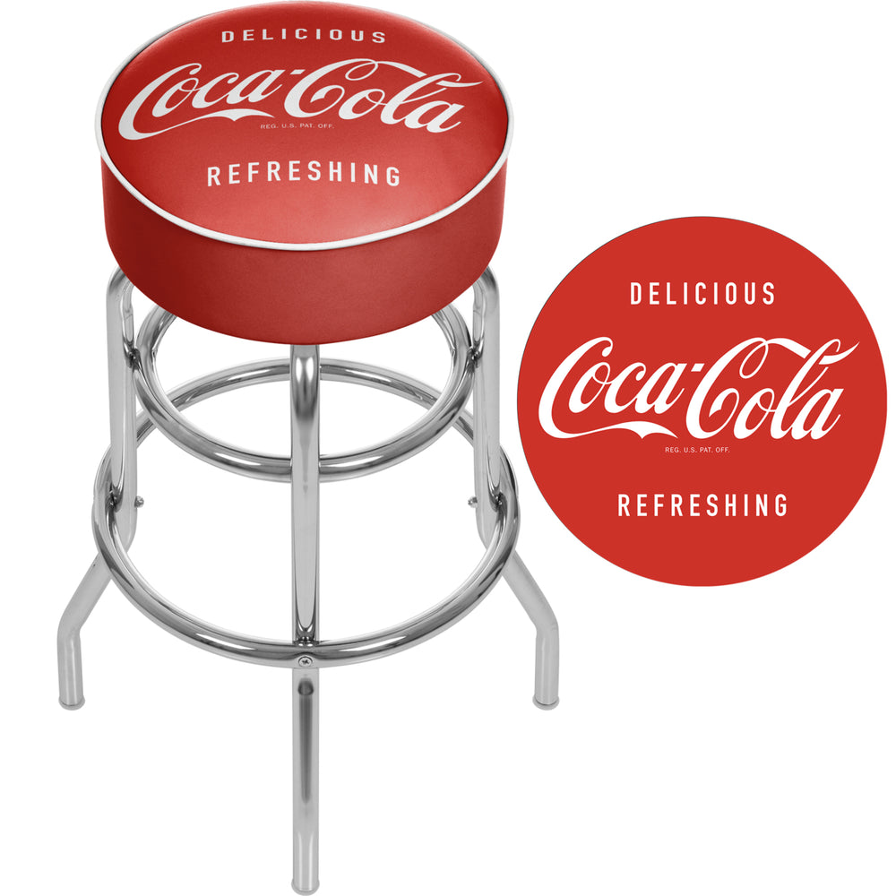 Coca Cola Vintage Padded Swivel Bar Stool 30 Inches High Image 2