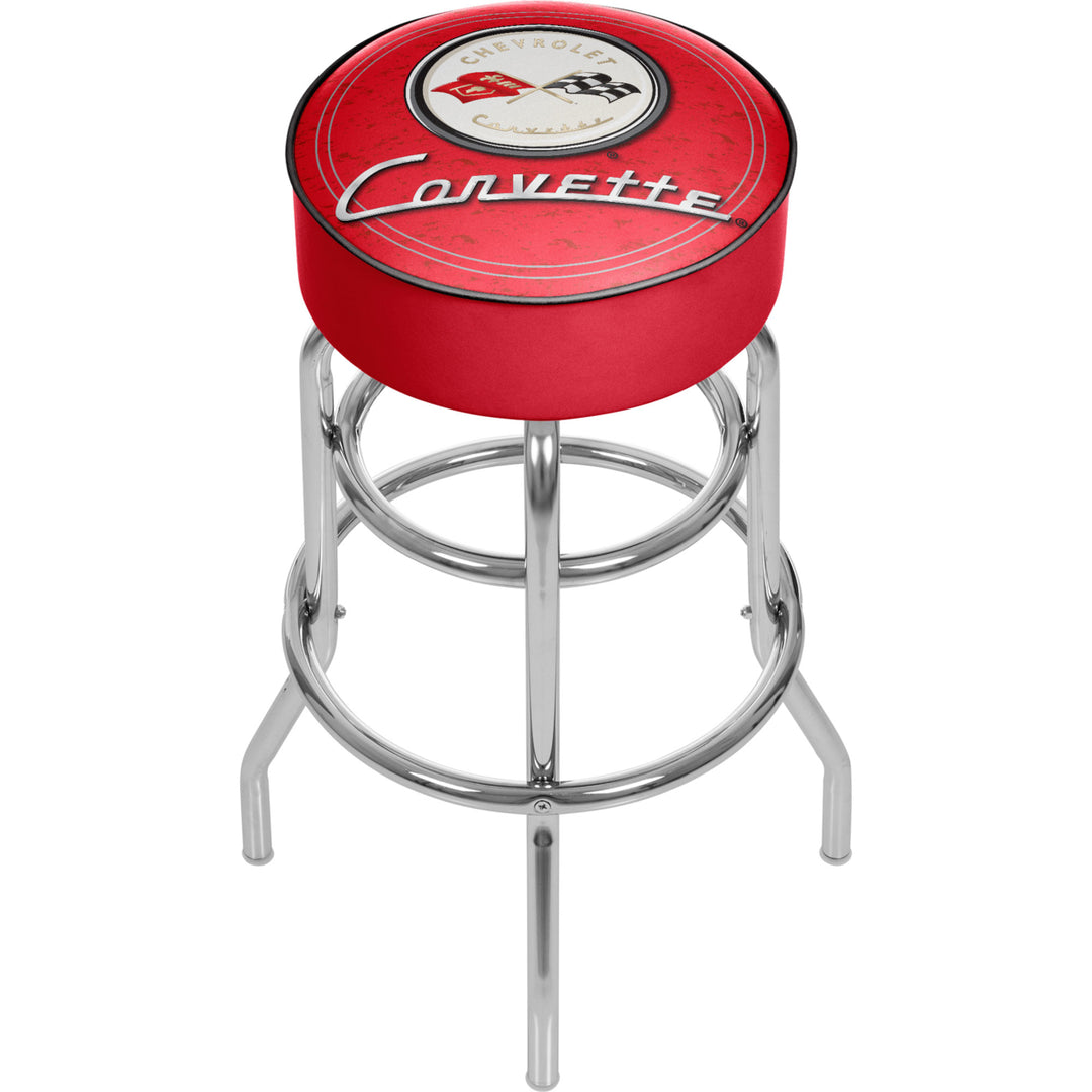 Corvette C1 Red Padded Swivel Bar Stool 30 Inches High Image 1