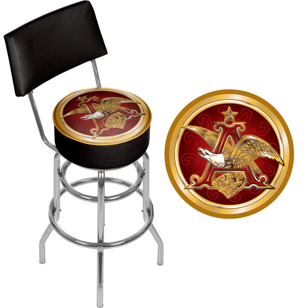 Budweiser A and Eagle Padded Swivel Bar Stool with Back Image 2