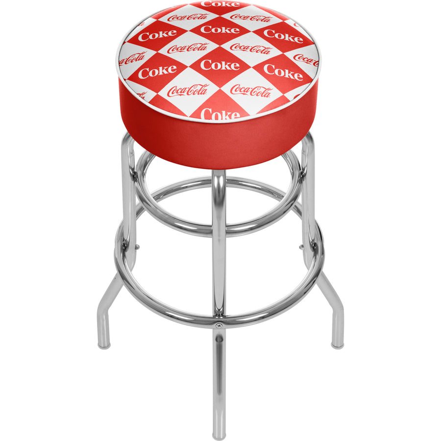 Checker Coca Cola Padded Swivel Bar Stool 30 Inches High Image 1
