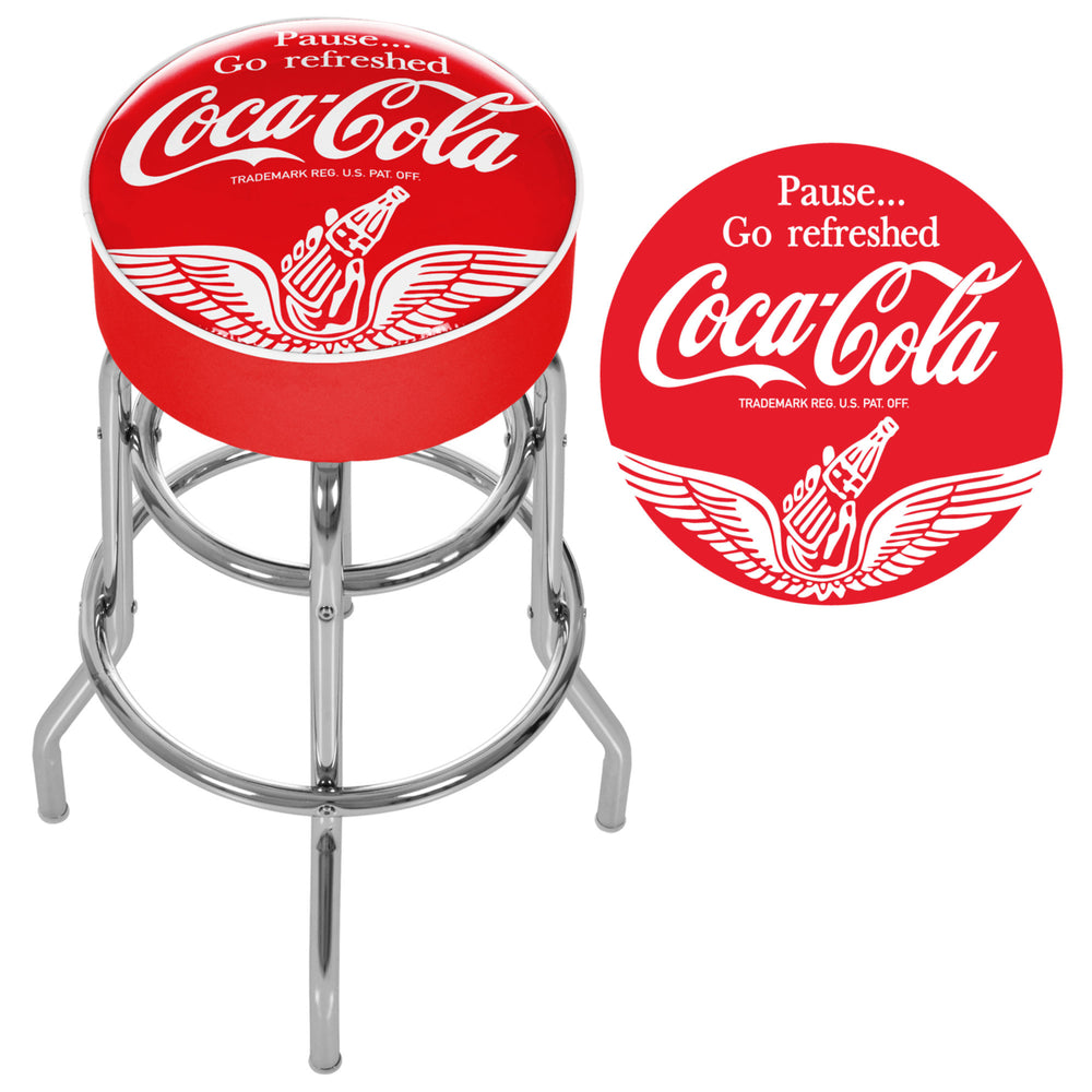 Wings Coca Cola Padded Swivel Bar Stool 30 Inches High Image 2