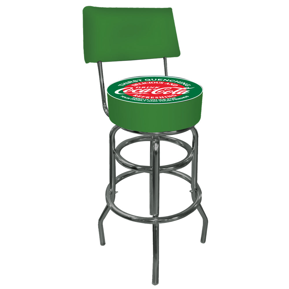 Red and Green Coca Cola Pub Stool with Back Image 2