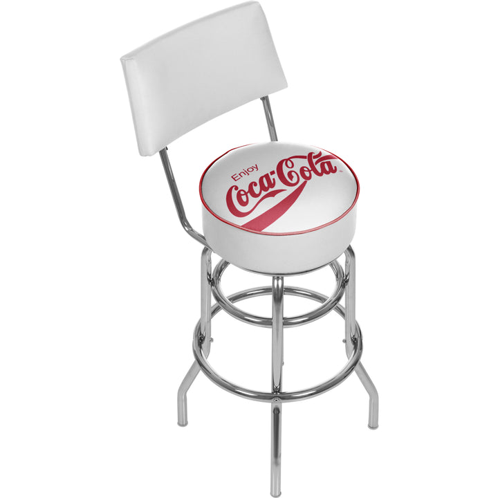 Enjoy Coke White Stool with Back Image 1