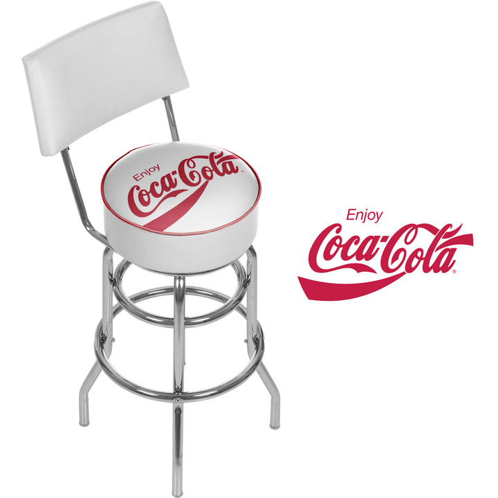 Enjoy Coke White Stool with Back Image 2