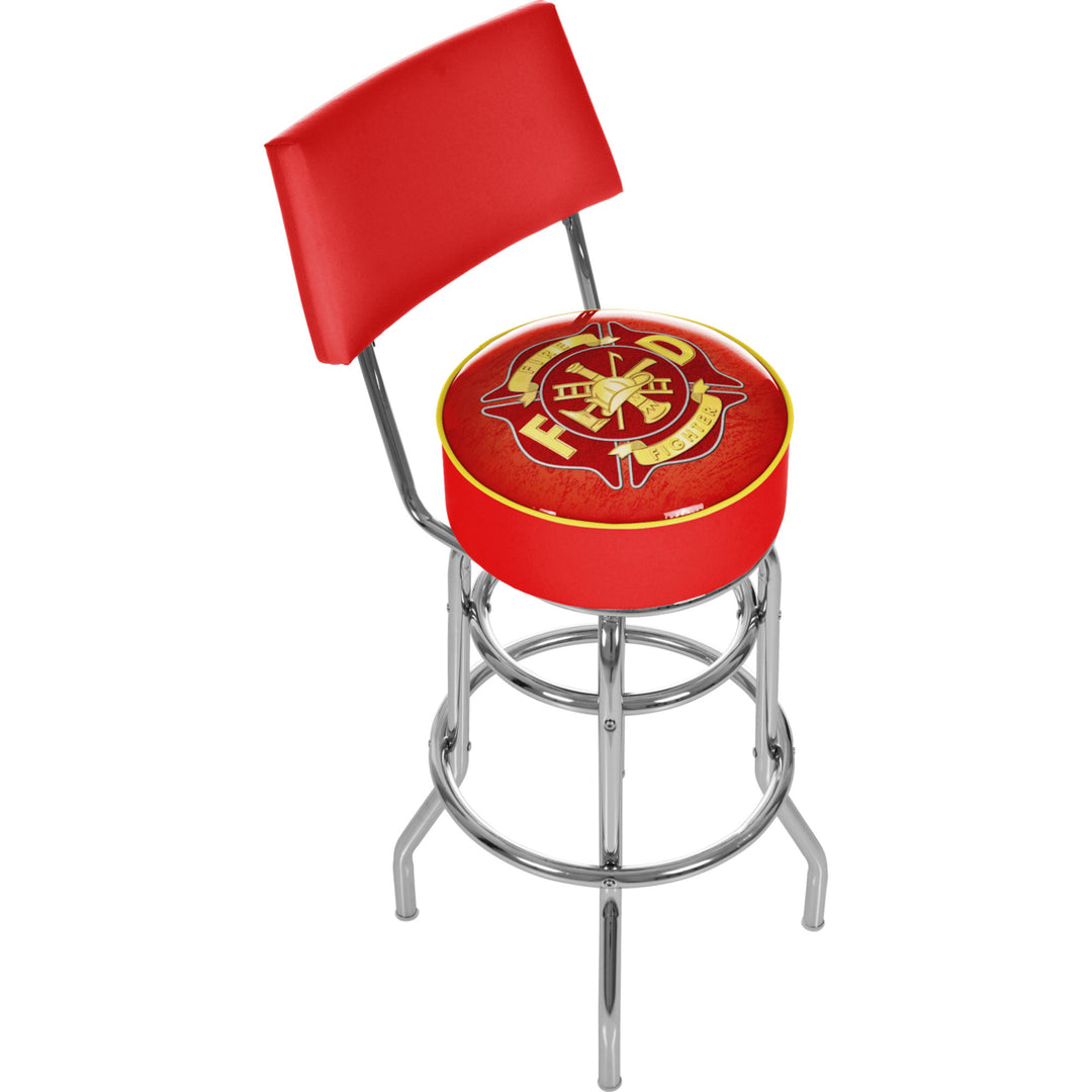 Fire Fighter Padded Swivel Bar Stool with Back Image 1