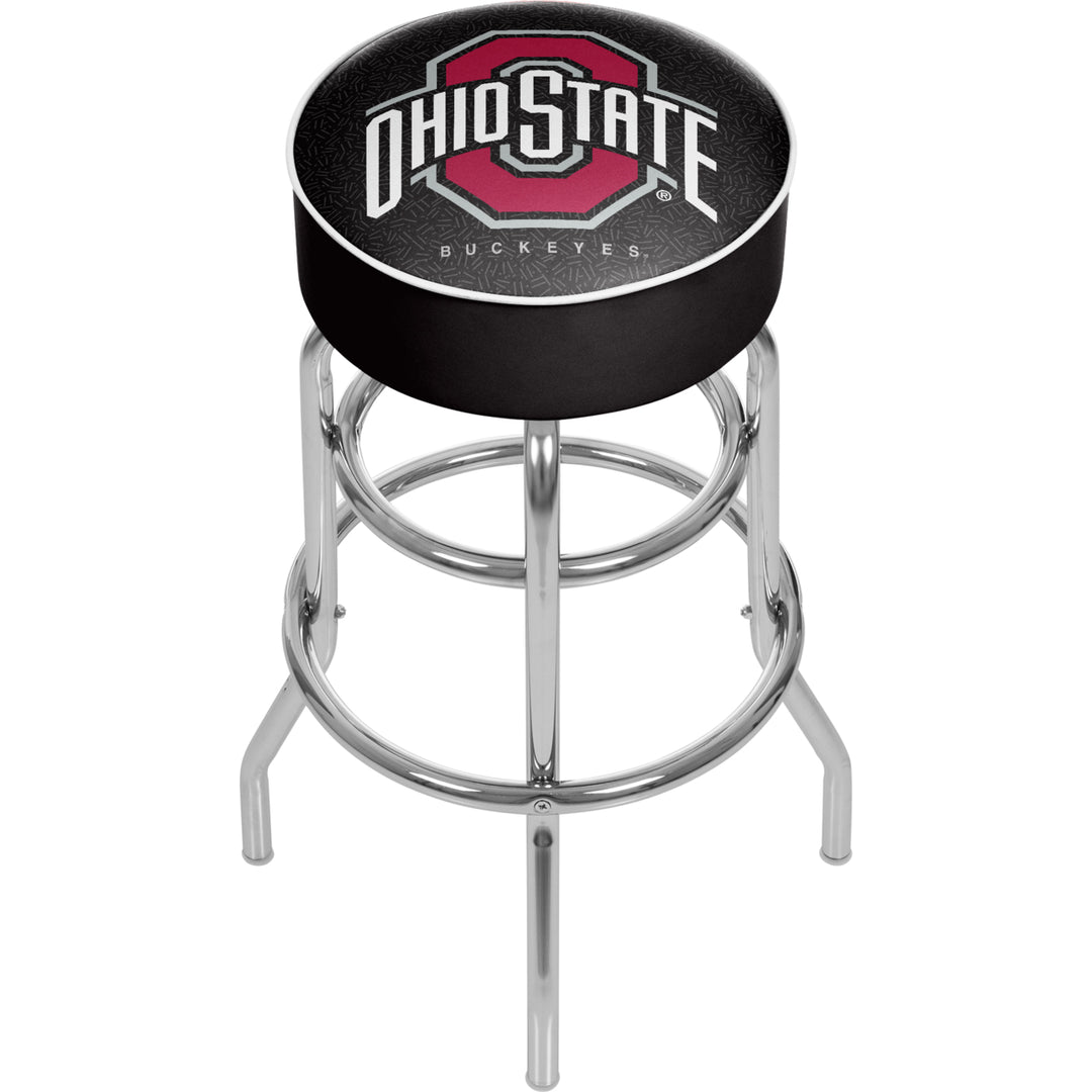 Ohio State University Logo Padded Swivel Bar Stool 30 Inches High - Black Image 1