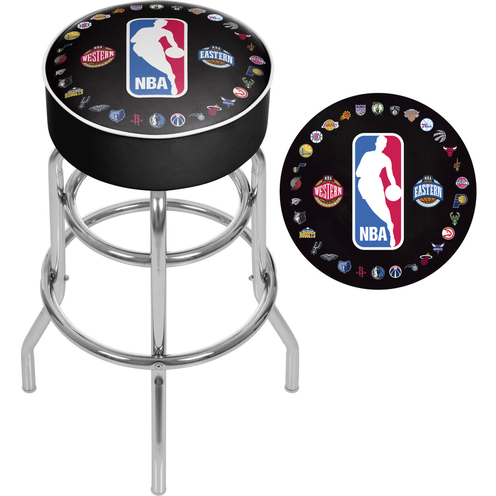 NBA Logo with All Teams Padded Swivel Bar Stool 30 Inches High Image 2