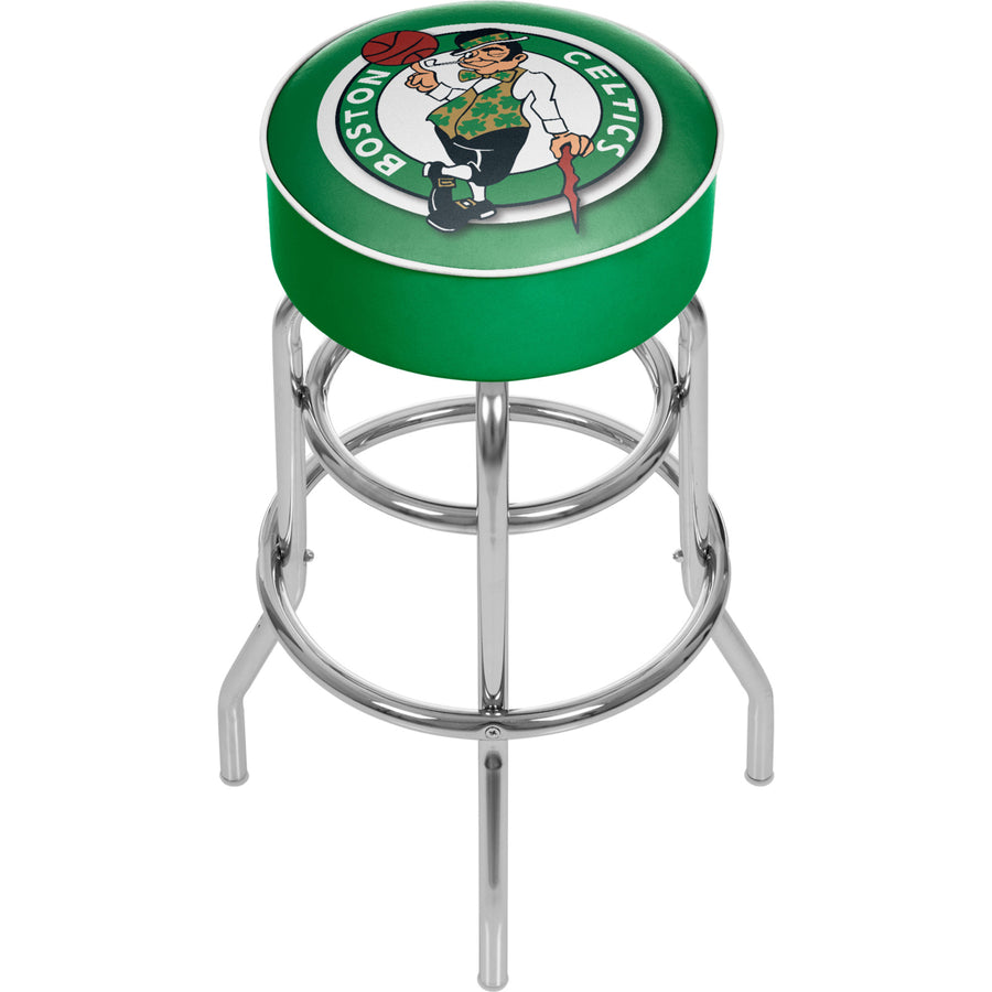 Boston Celtics Swivel Bar Stool 30 Inch High Chrome Padded Seat Licensed Logo Image 1