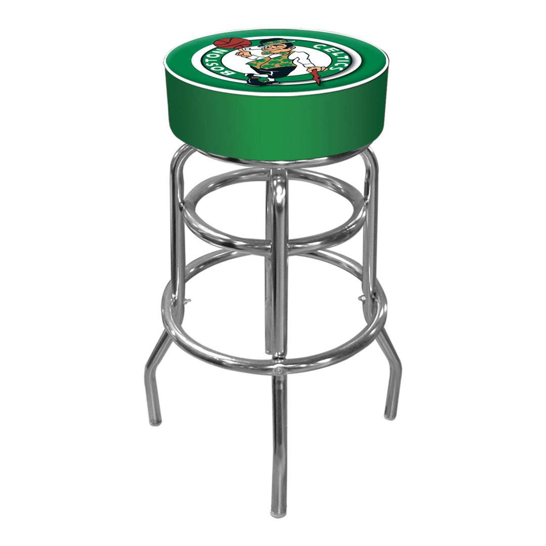 Boston Celtics Swivel Bar Stool 30 Inch High Chrome Padded Seat Licensed Logo Image 2