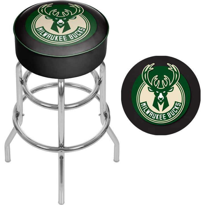 Milwaukee Bucks NBA Padded Swivel Bar Stool 30 Inches High Image 2