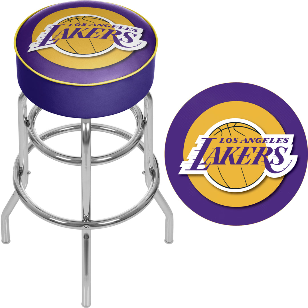 Los Angeles Lakers NBA Padded Swivel Bar Stool 30 Inches High Image 2