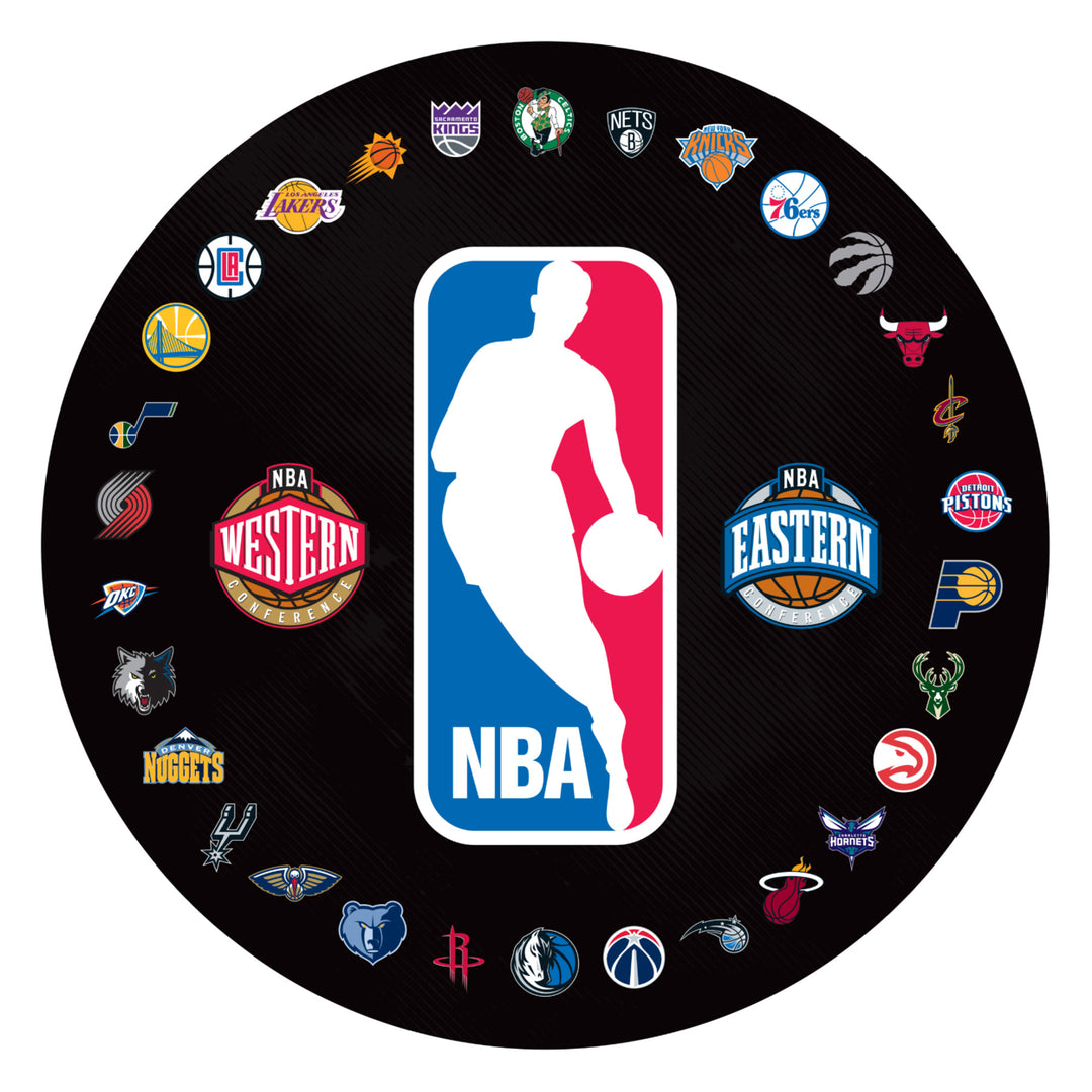 NBA Logo with All Teams Padded Swivel Swivel Bar Stool with Back Image 3