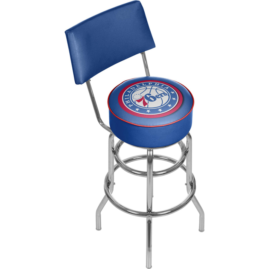 Philadelphia 76ers NBA Padded Swivel Swivel Bar Stool with Back Image 1