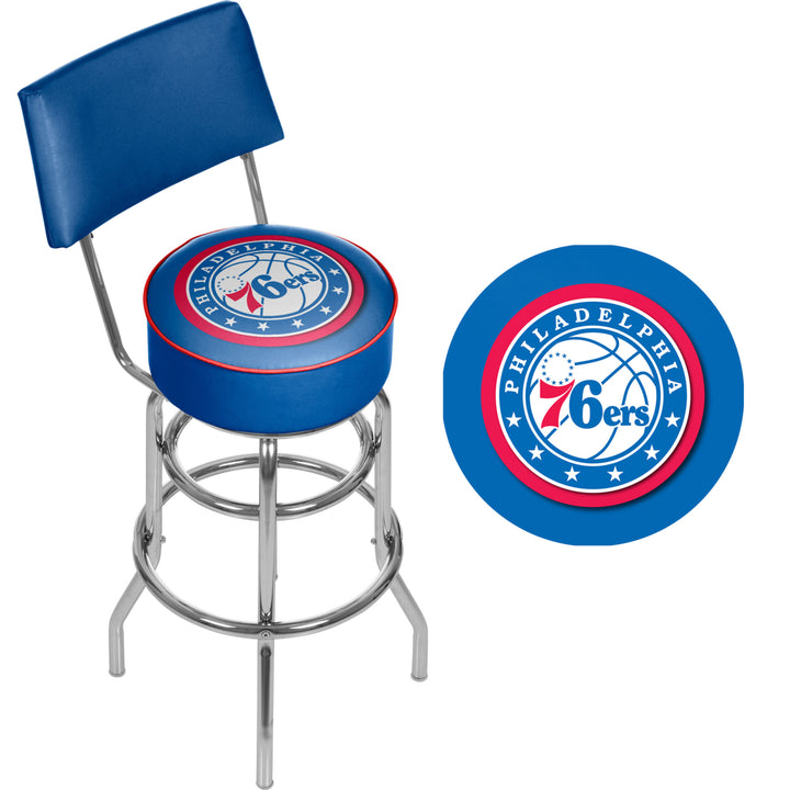 Philadelphia 76ers NBA Padded Swivel Swivel Bar Stool with Back Image 2