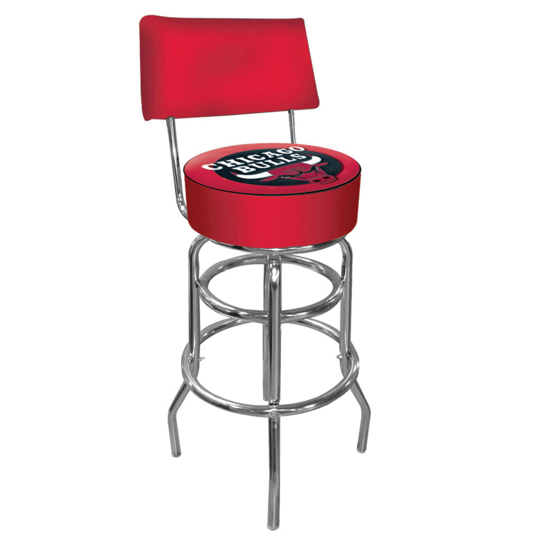 Chicago Bulls NBA Padded Swivel Swivel Bar Stool with Back Image 2