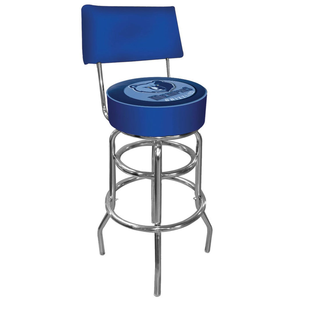 Memphis Grizzlies NBA Padded Swivel Swivel Bar Stool with Back Image 2