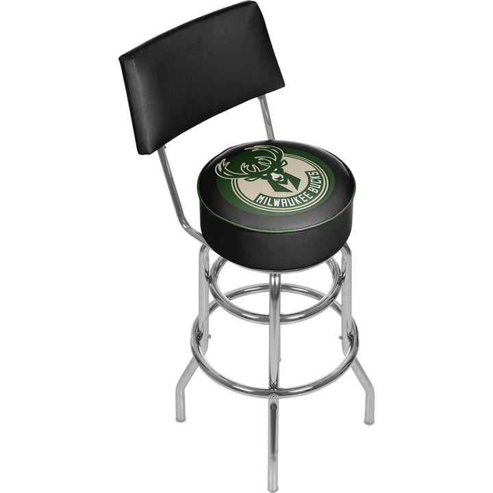 Milwaukee Bucks NBA Padded Swivel Swivel Bar Stool with Back Image 1