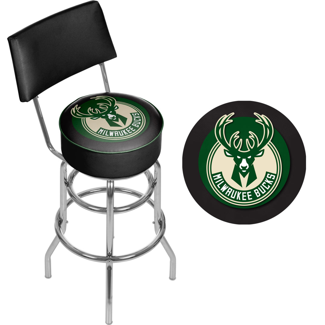 Milwaukee Bucks NBA Padded Swivel Swivel Bar Stool with Back Image 2