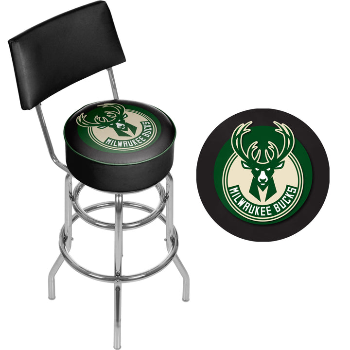 Milwaukee Bucks NBA Padded Swivel Swivel Bar Stool with Back Image 2