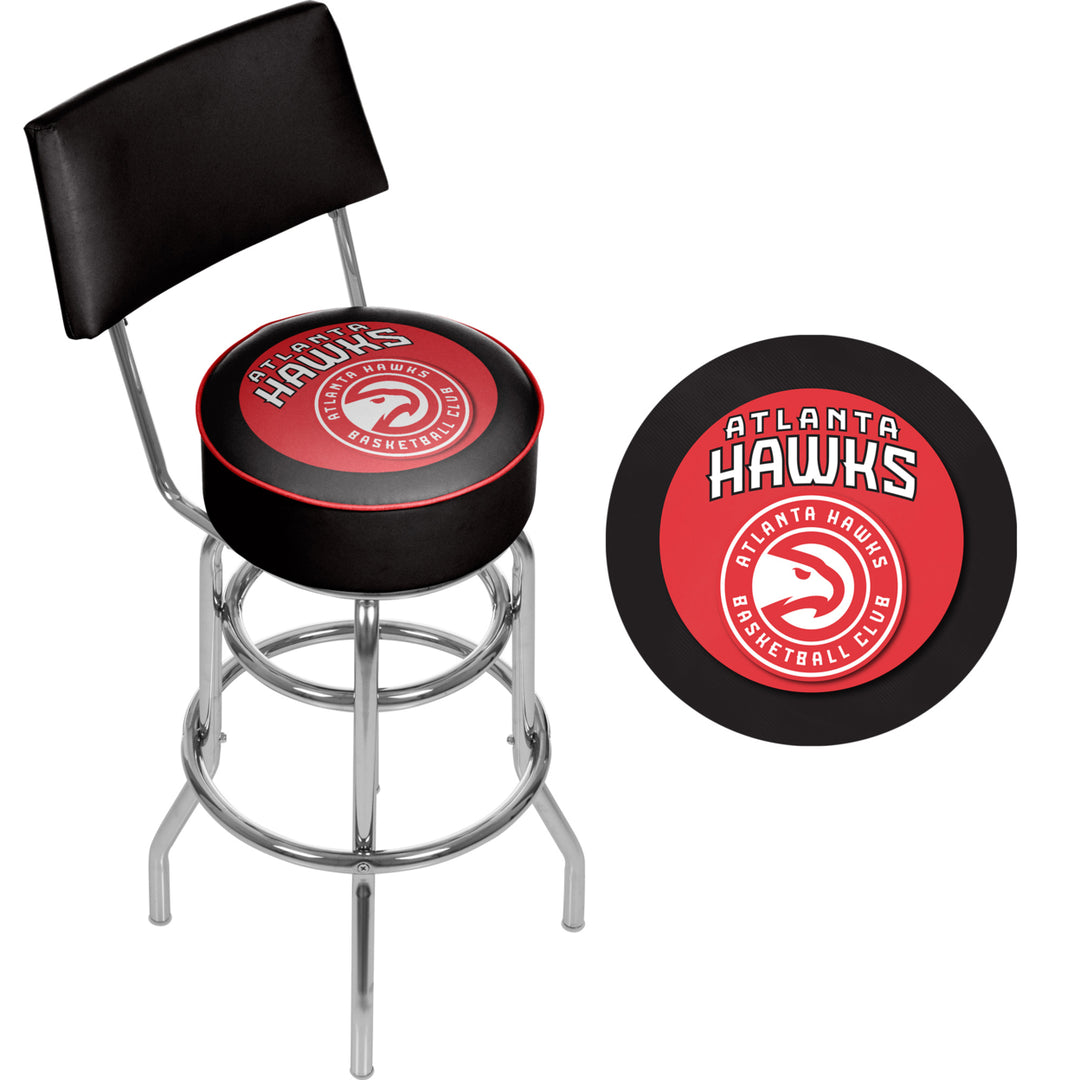 Atlanta Hawks NBA Padded Swivel Swivel Bar Stool with Back Image 2