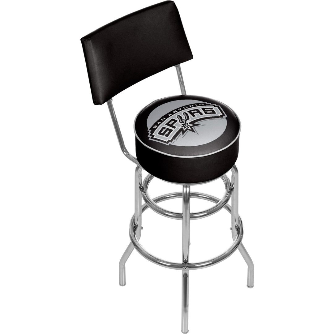 San Antonio Spurs NBA Padded Swivel Swivel Bar Stool with Back Image 1