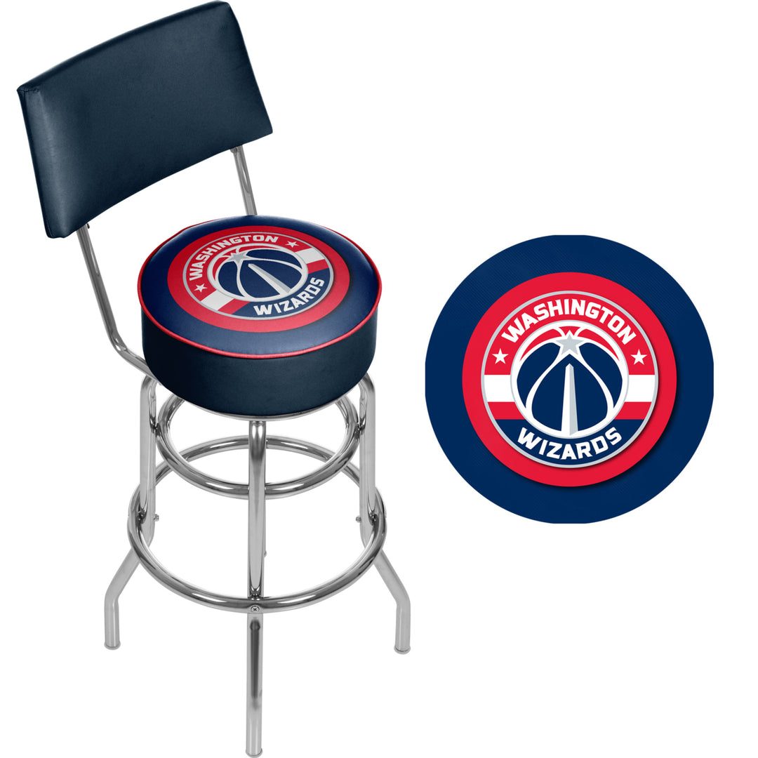 Washington Wizards NBA Padded Swivel Swivel Bar Stool with Back Image 2