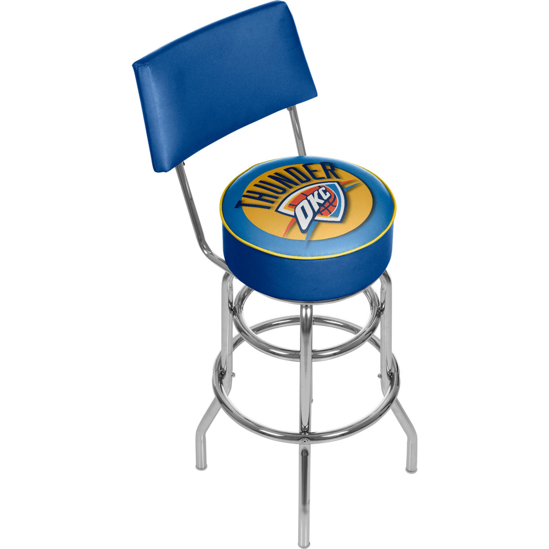 Oklahoma City Thunder NBA Padded Swivel Swivel Bar Stool with Back Image 1