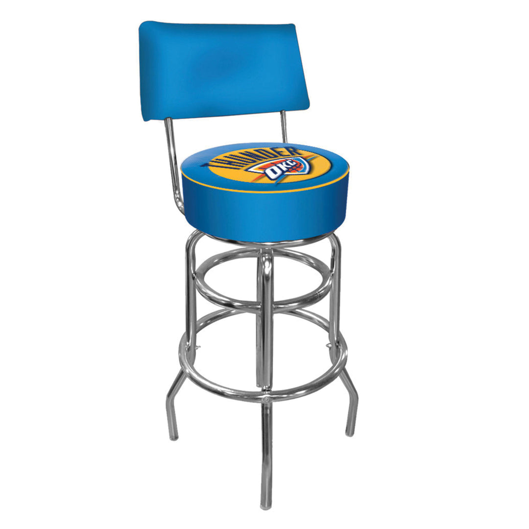 Oklahoma City Thunder NBA Padded Swivel Swivel Bar Stool with Back Image 2