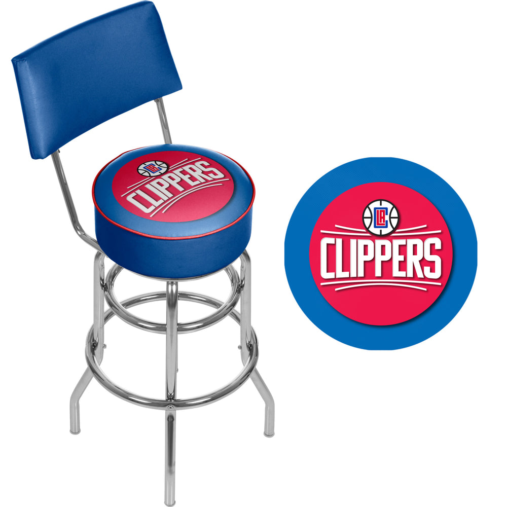 Los Angeles Clippers NBA Padded Swivel Swivel Bar Stool with Back Image 2