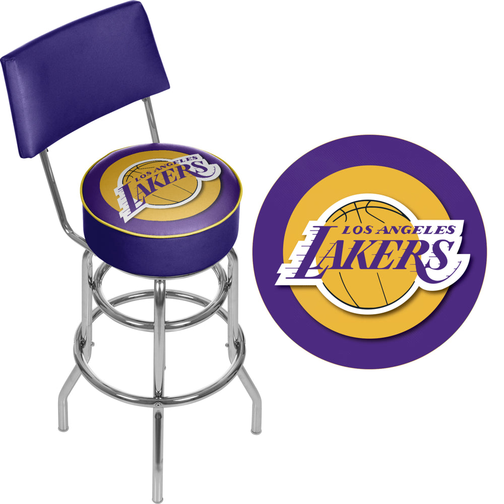 Los Angeles Lakers NBA Padded Swivel Swivel Bar Stool with Back Image 2