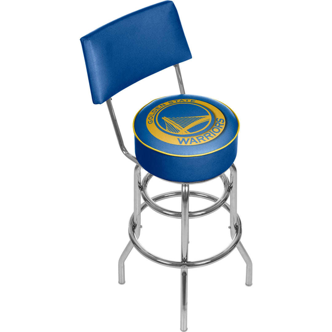 Golden State Warriors NBA Padded Swivel Swivel Bar Stool with Back Image 1