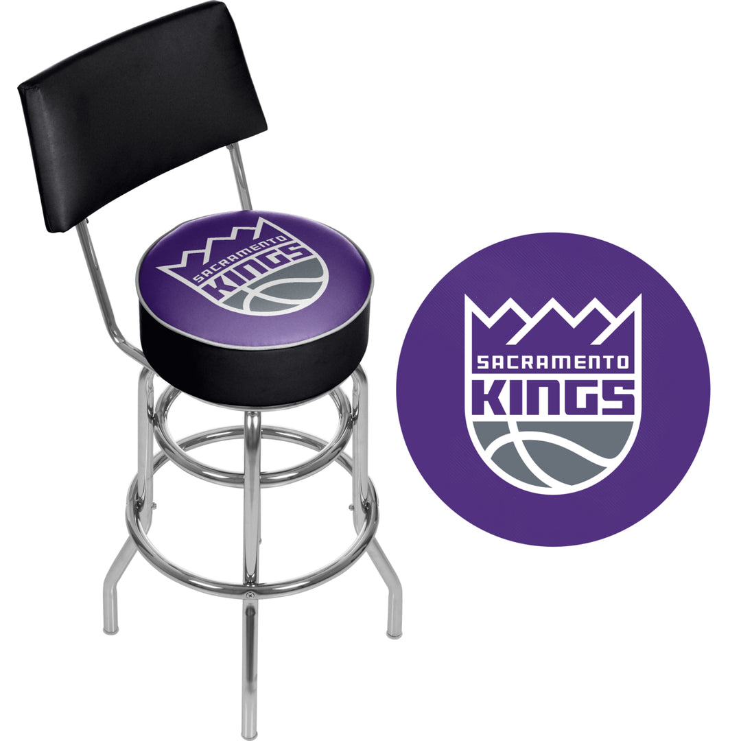 Sacramento Kings NBA Padded Swivel Swivel Bar Stool with Back Image 2
