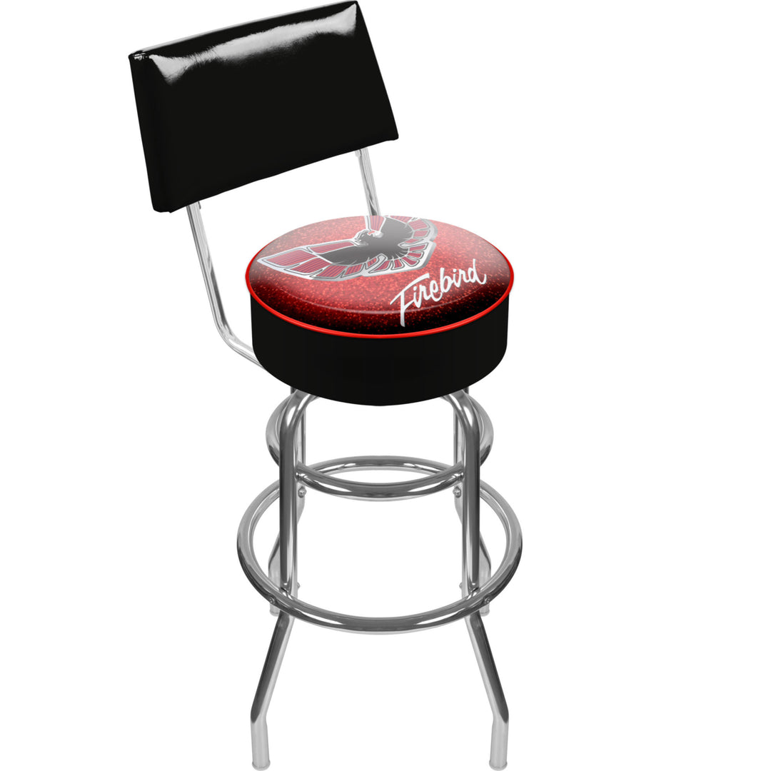 Pontiac Firebird Red Padded Swivel Swivel Bar Stool with Back Image 1