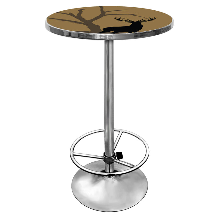 Hunt Deer Chrome 42 Inch Pub Table Officially Licensed Game Room Accent Image 1