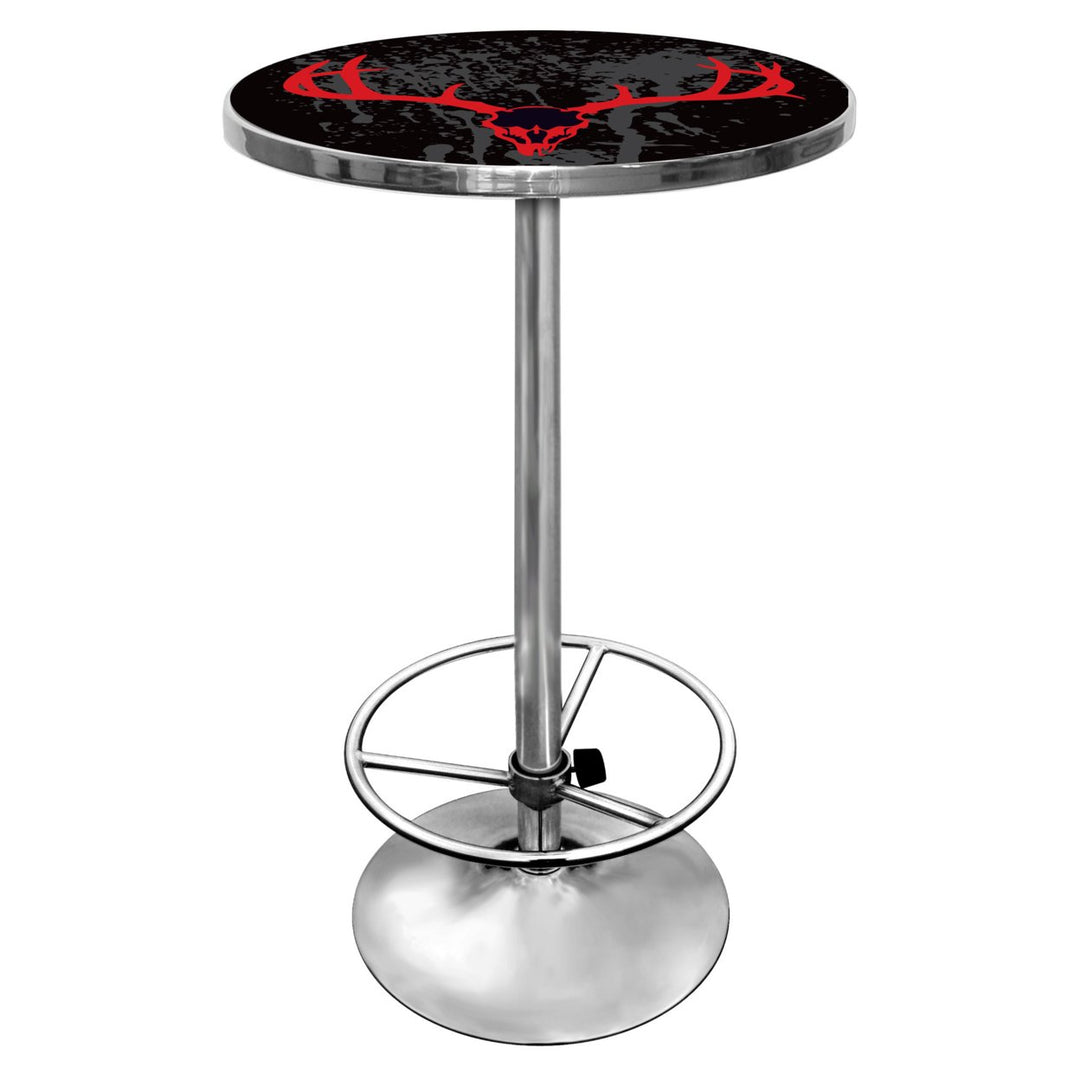 Hunt Skull Chrome 42 Inch Pub Table Adjustable Foot Rest Scratch Resistant Top Image 1