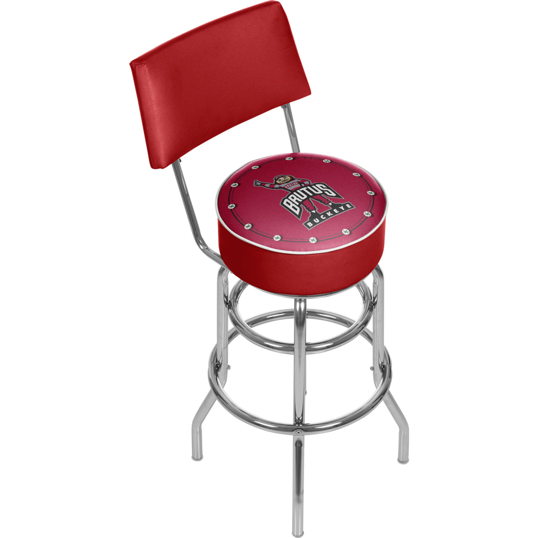 The Ohio State University Padded Swivel Bar Stool with Back -Brutus Image 1