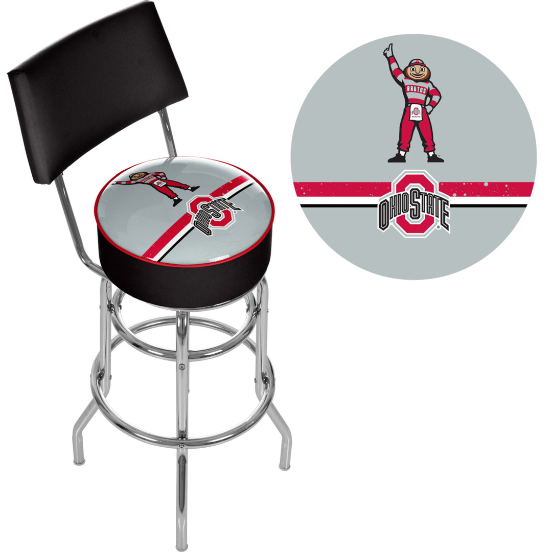 Ohio State Shadow Brutus Padded Swivel Bar Stool with Back Image 3