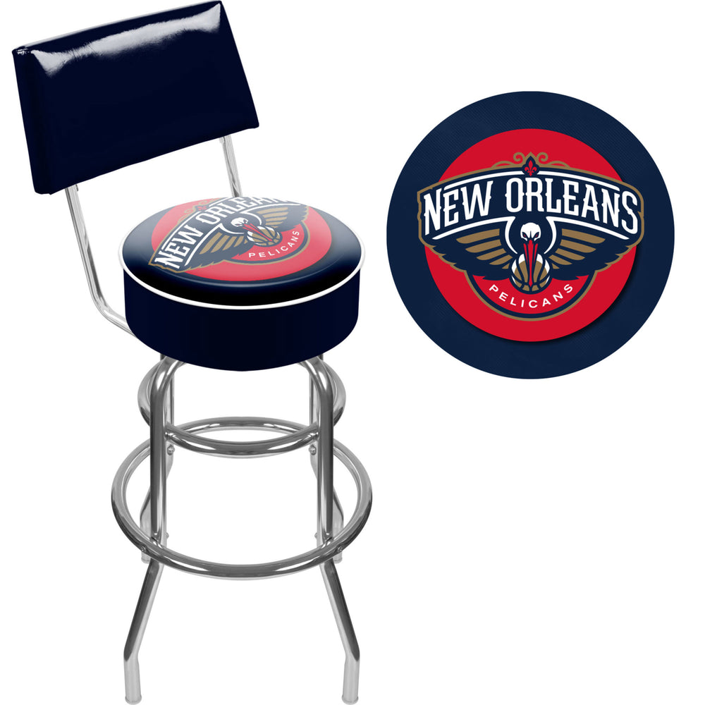 Orleans Pelicans NBA Padded Swivel Swivel Bar Stool with Back Image 2