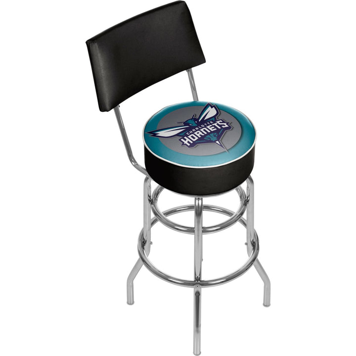 Charlotte Hornets NBA Padded Swivel Swivel Bar Stool with Back Image 1