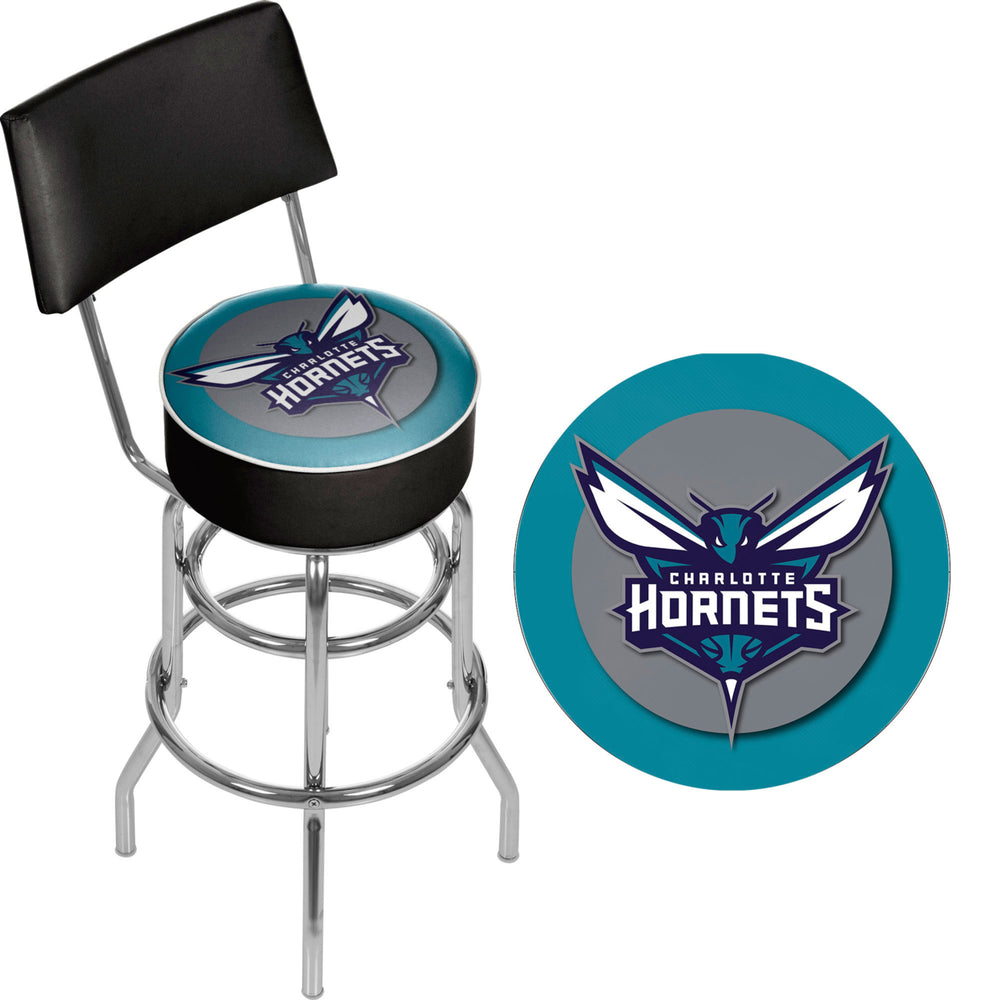 Charlotte Hornets NBA Padded Swivel Swivel Bar Stool with Back Image 2